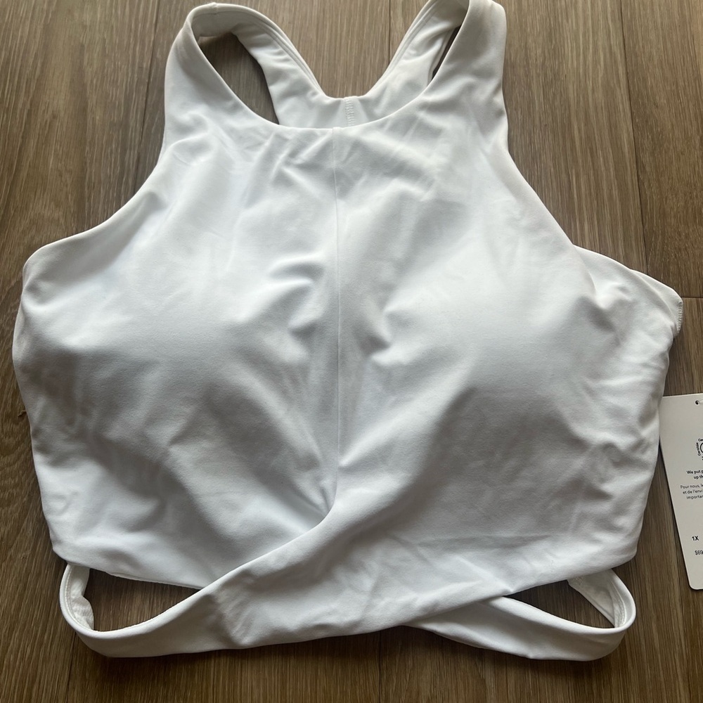 ATHLETA Conscious Cut Out Crop Bra D-DD Cup XL White NWT - Picture 4 of 6
